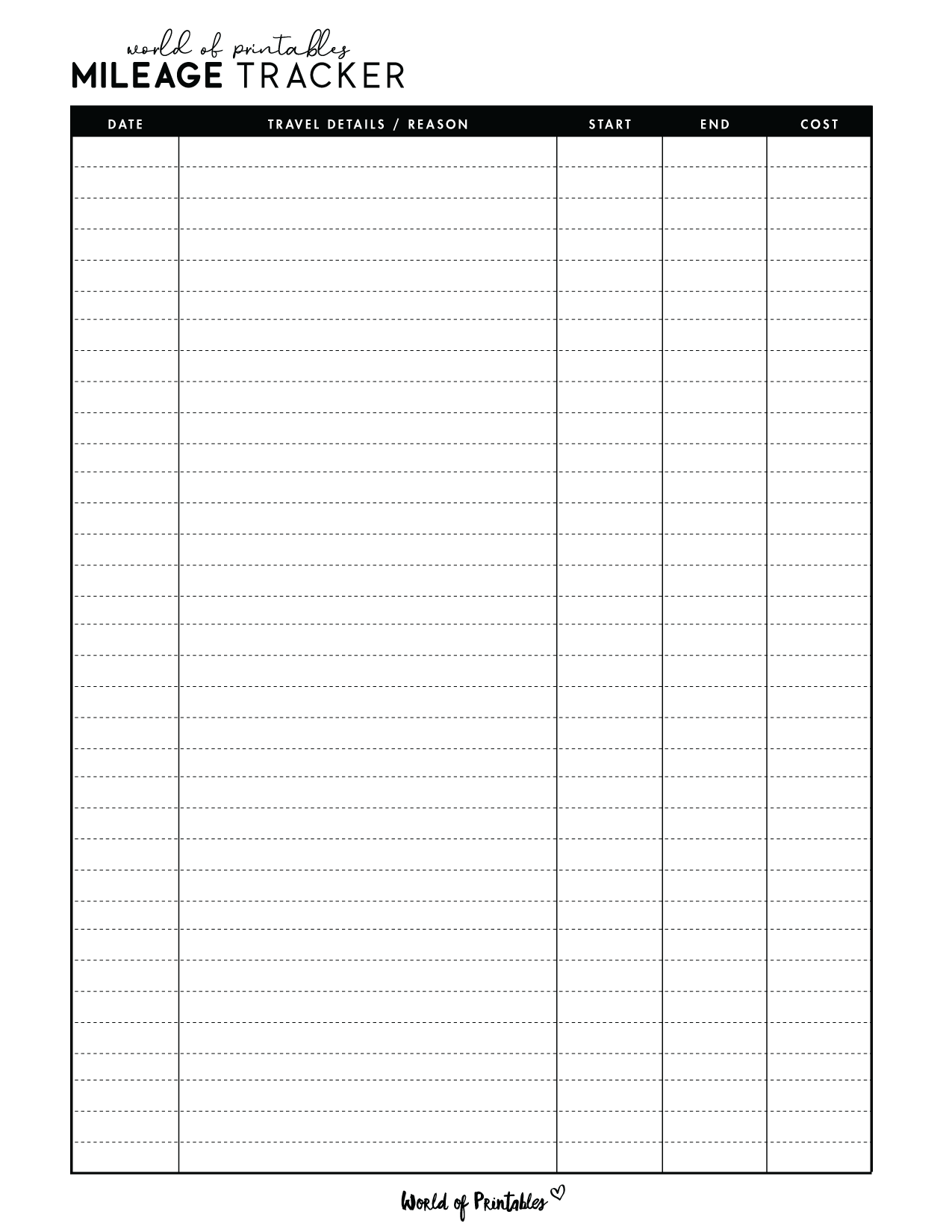 Mileage Log Templates 15 Best Styles World Of Printables Mileage Log Templates 15 Best Styles World Of Printables