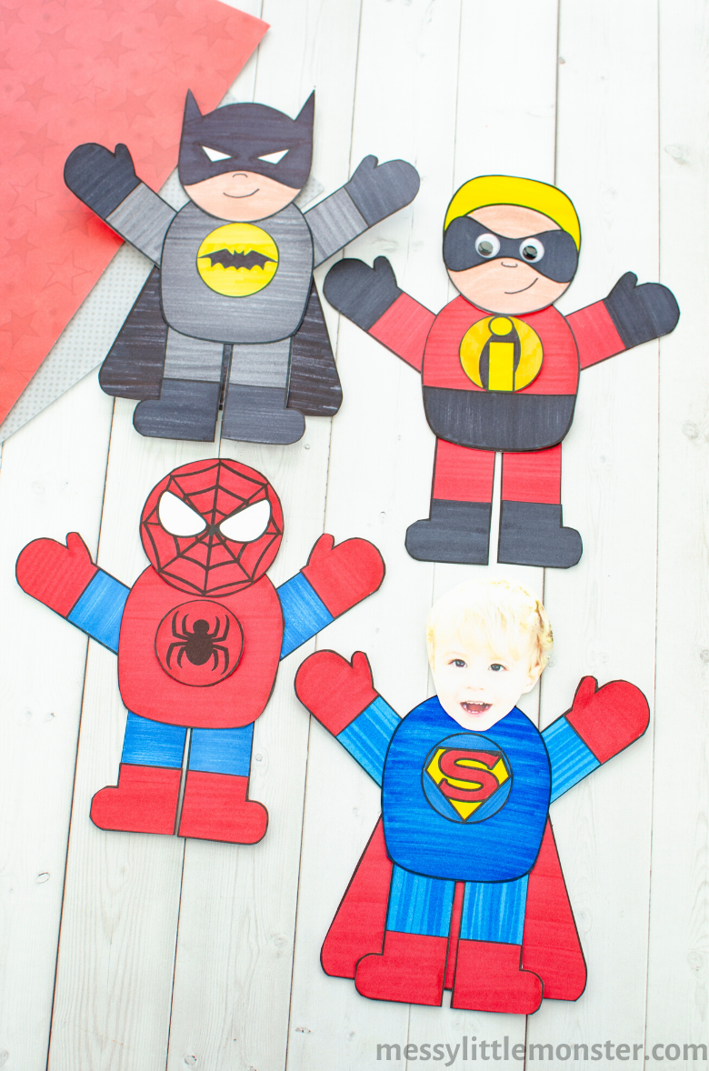 Mix And Match Superhero Craft Printable Superhero Template Messy Little Monster