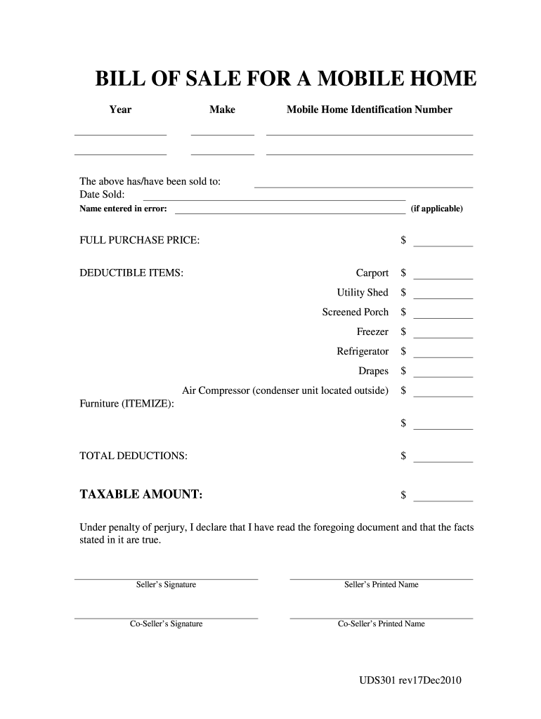 printable mobile home bill of sale template printable mobile home bill of sale template