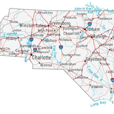 North Carolina Map Cities And Roads GIS Geography
