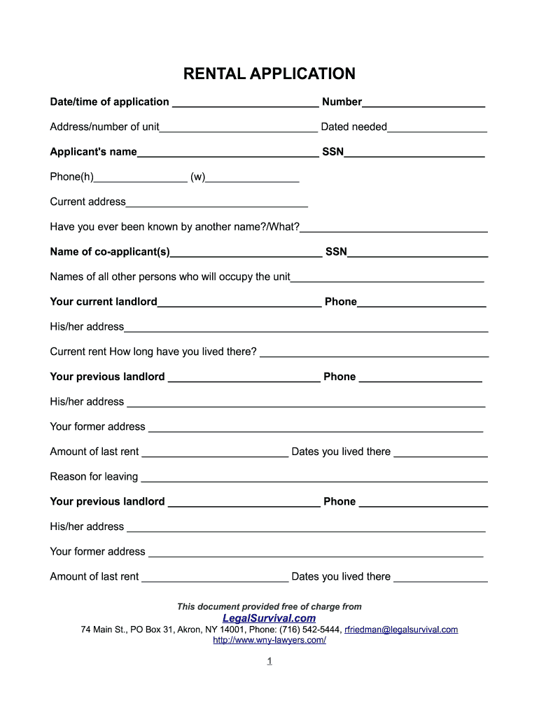 printable rental agreement form