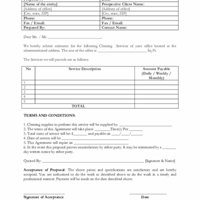 Office Cleaning Services Bid Proposal Form Fill Online Printable Fillable Blank PdfFiller