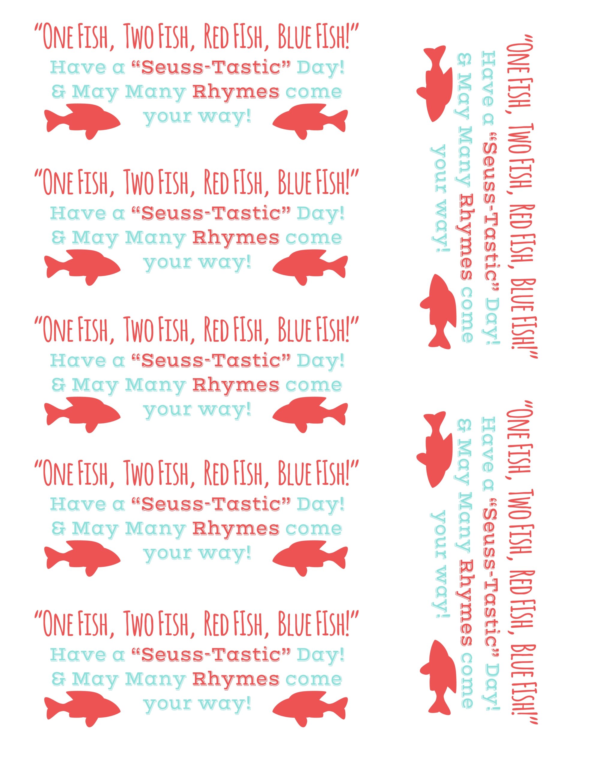 One Fish Two Fish Dr Seuss Tags Free Printable