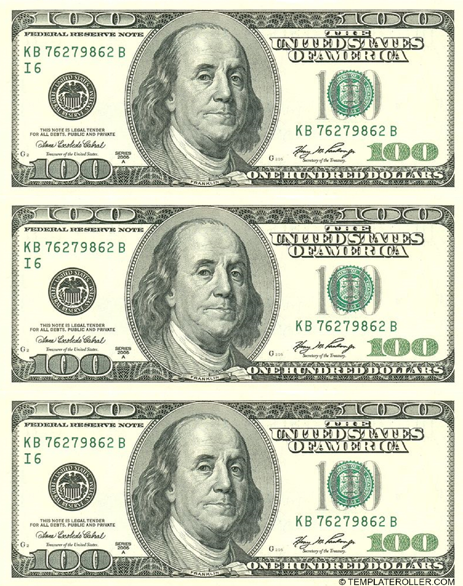 One Hundred Dollar Bill Template Front Download Printable PDF Templateroller One Hundred Dollar Bill Template Front Download Printable PDF Templateroller