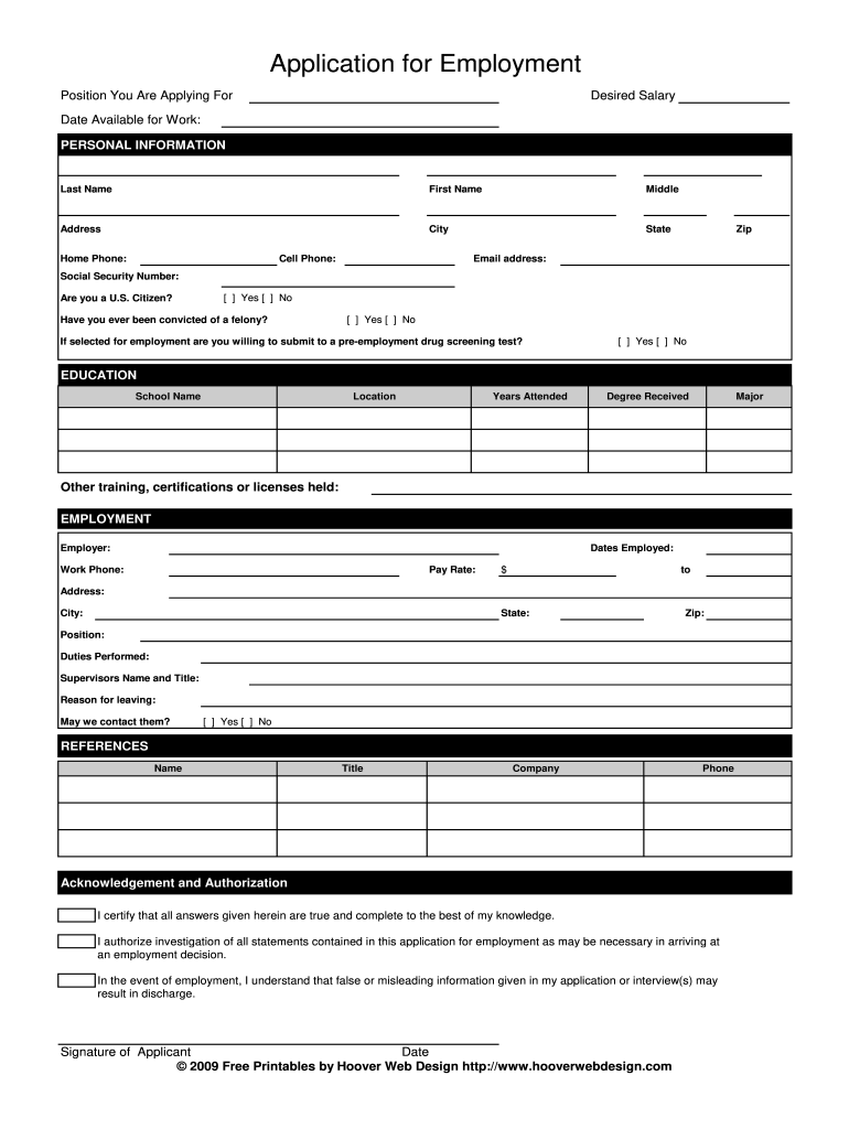 Online Application For Employment Form Fill Online Printable Fillable Blank PdfFiller