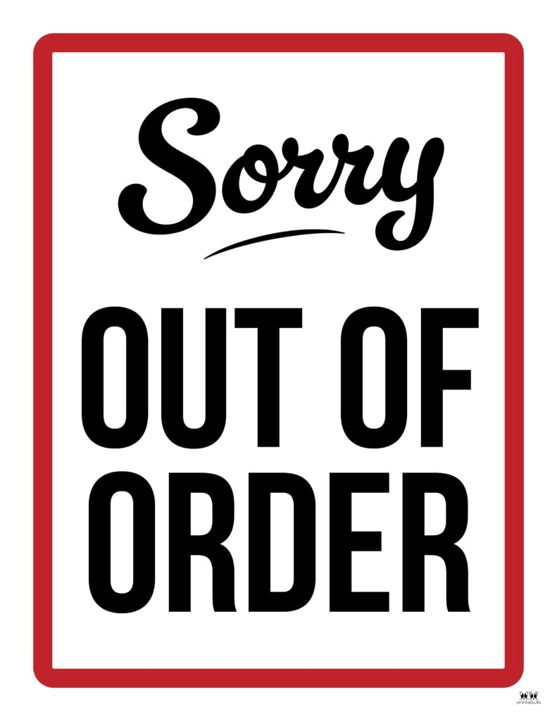out of order sign printable out of order sign printable