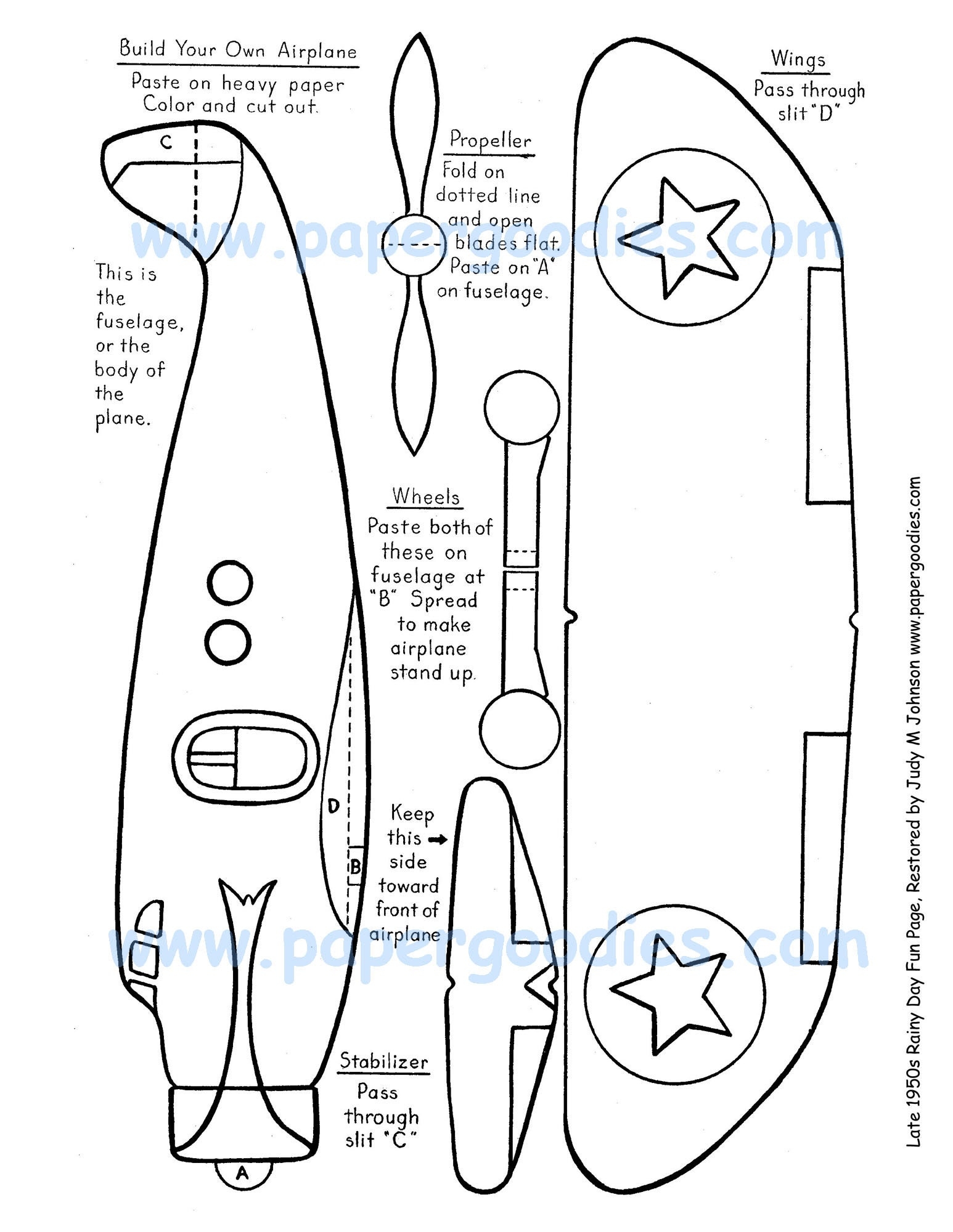 Paper Airplane Color cut fly Toy printable Digital Download Etsy