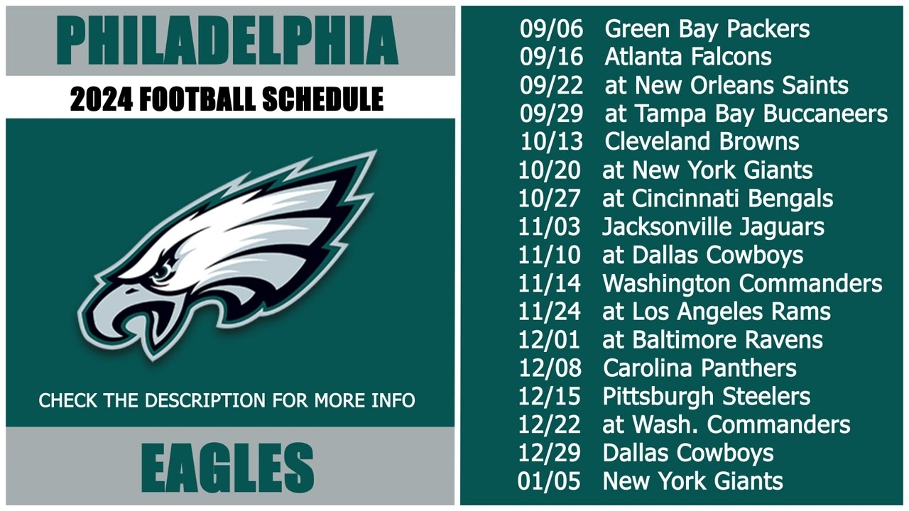 PHILADELPHIA EAGLES SCHEDULE 2024 Worksheets Library