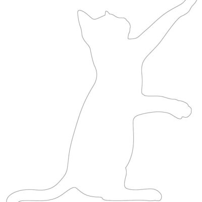 Playful Cat Outline Free Printable Coloring Page
