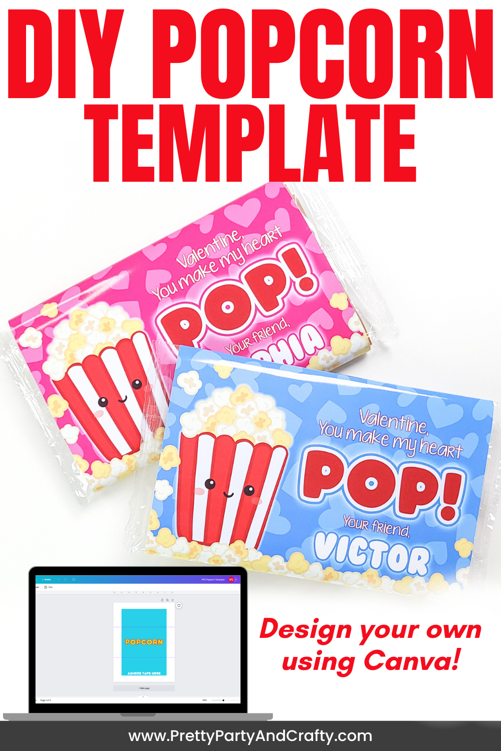 Popcorn Template Printable Wrapper Pretty Party Crafty Popcorn Template Printable Wrapper Pretty Party Crafty