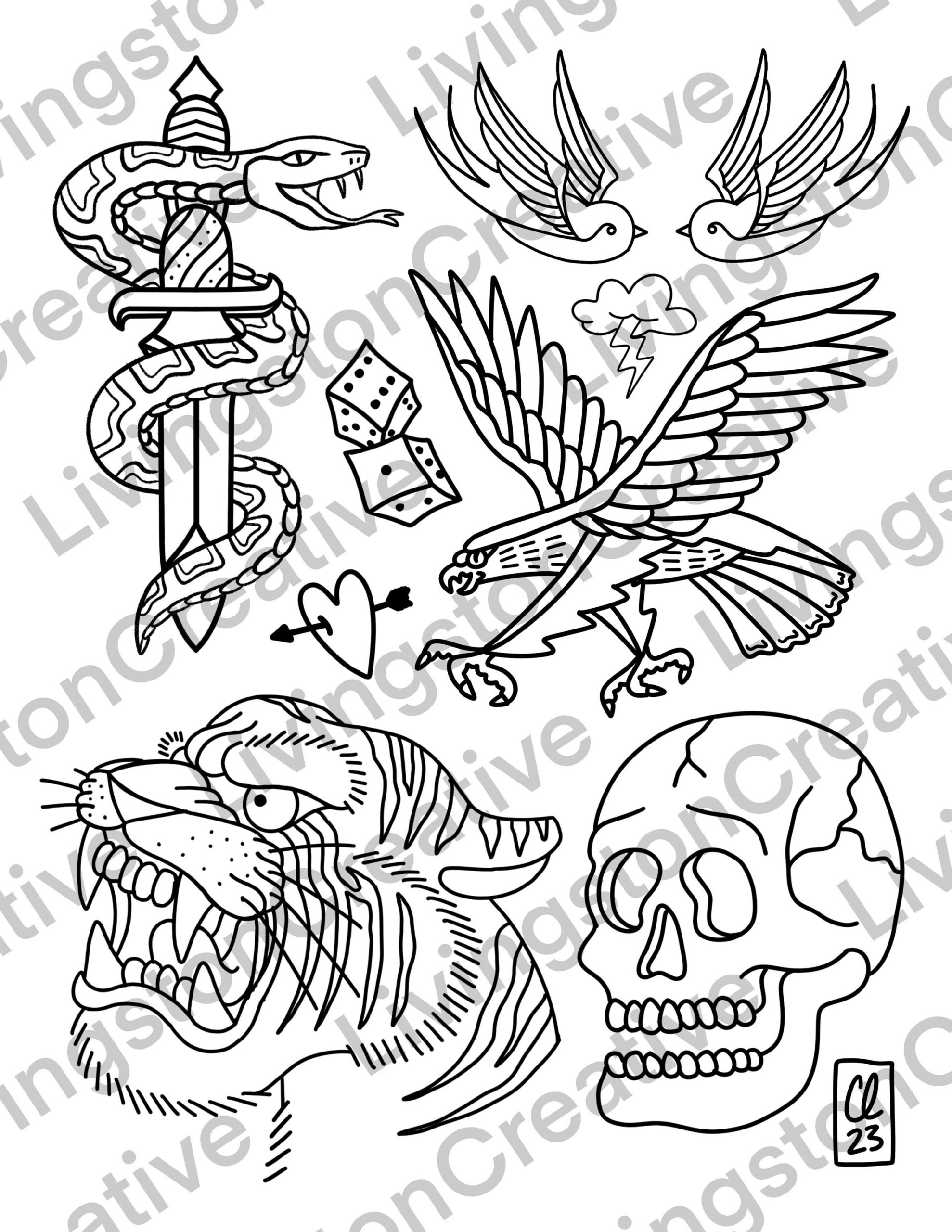 printable tattoo outline stencils