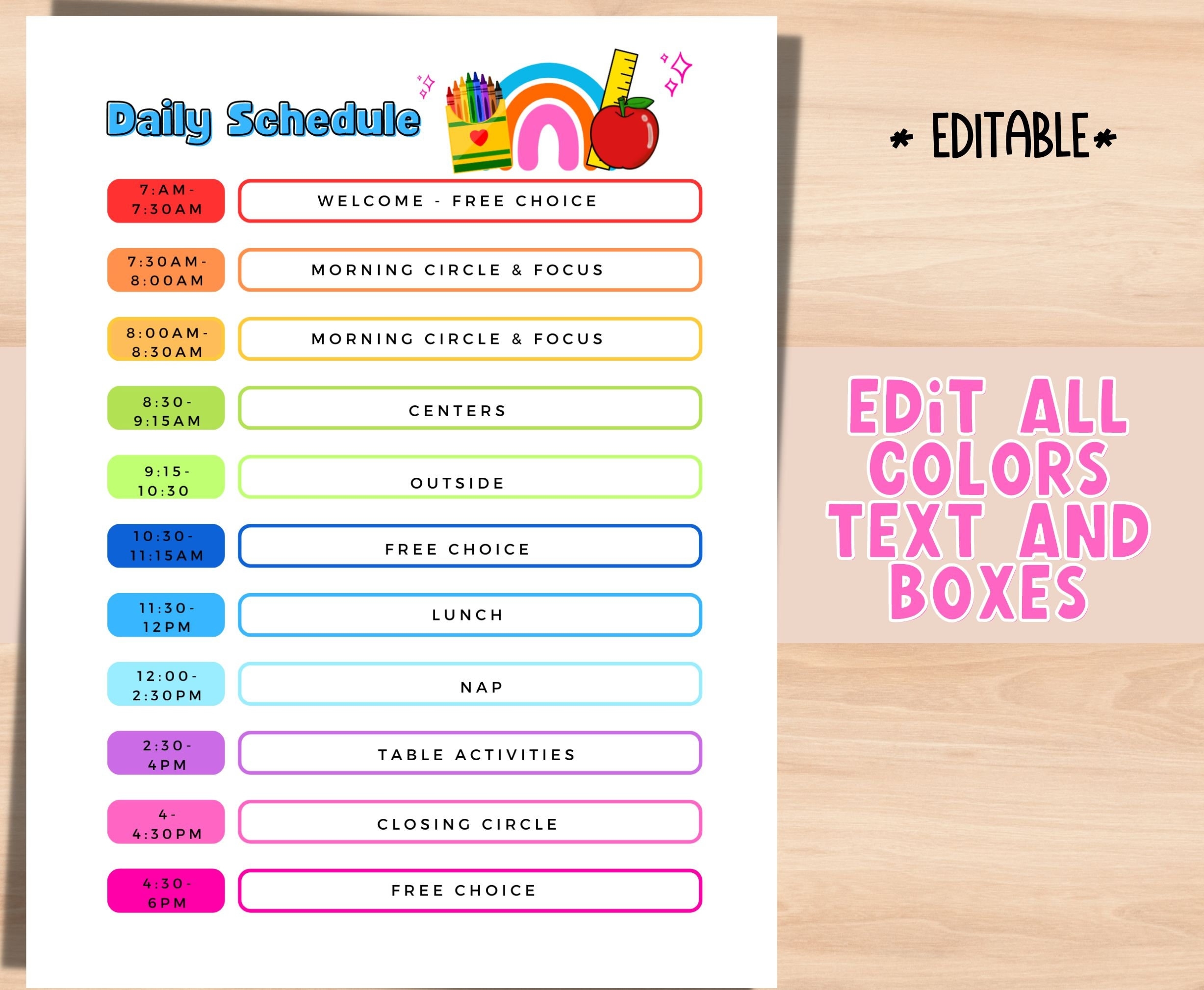 free editable preschool schedule printable free editable preschool schedule printable