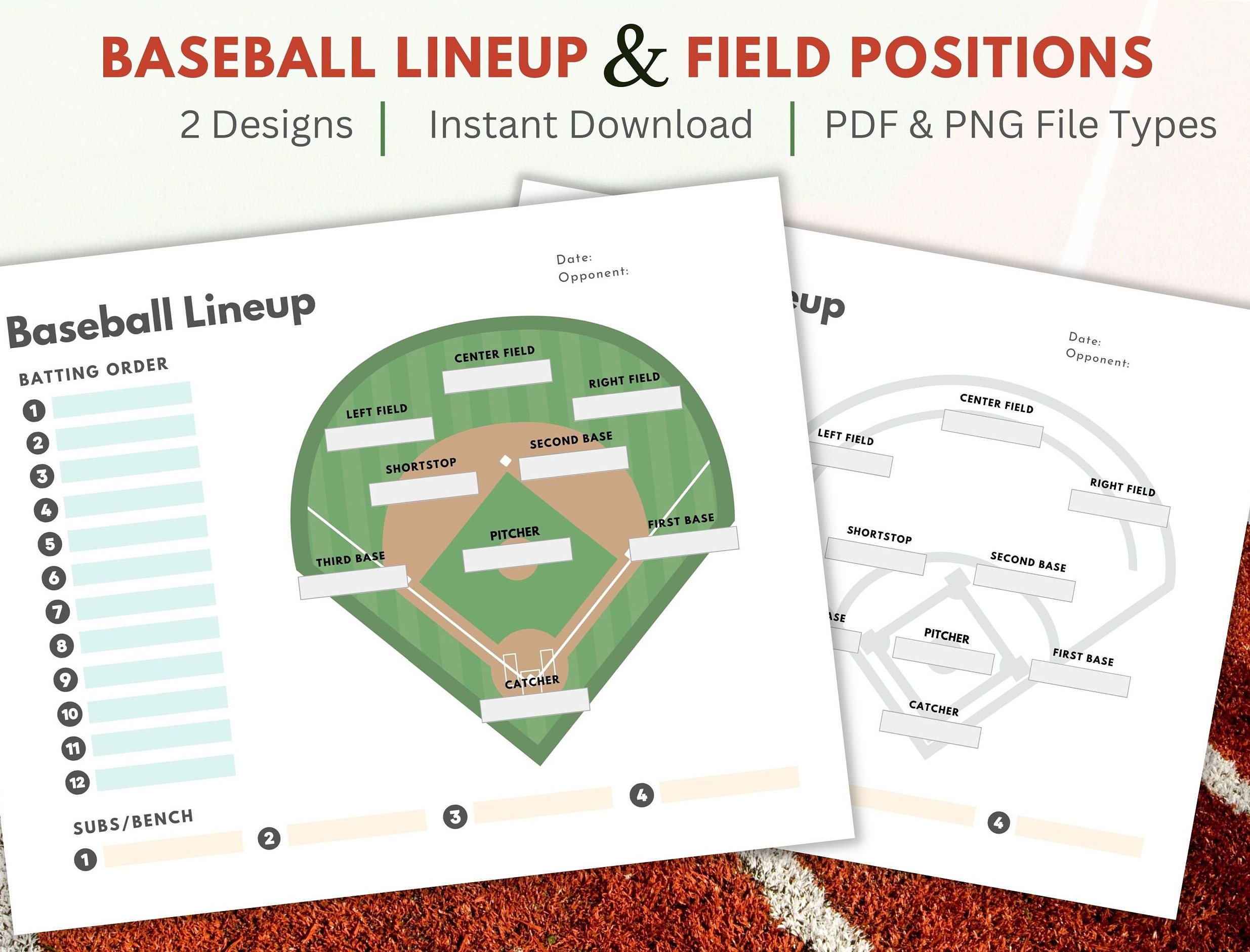 printable baseball field positions template