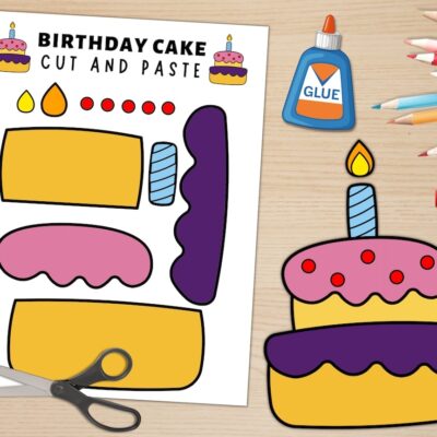 Printable Birthday Cake Craft Template For Kids Birthday Activities Birthday Cake Paper Craft Build A Cake US Letter Size A4 Size Etsy