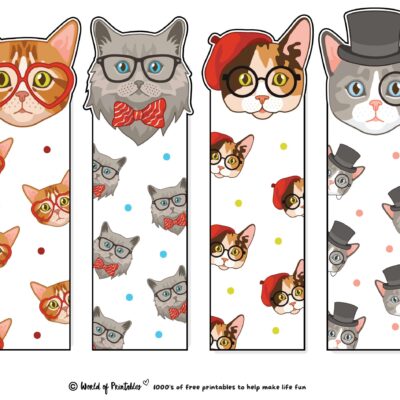 Printable Cat Bookmarks Printable Party Favors