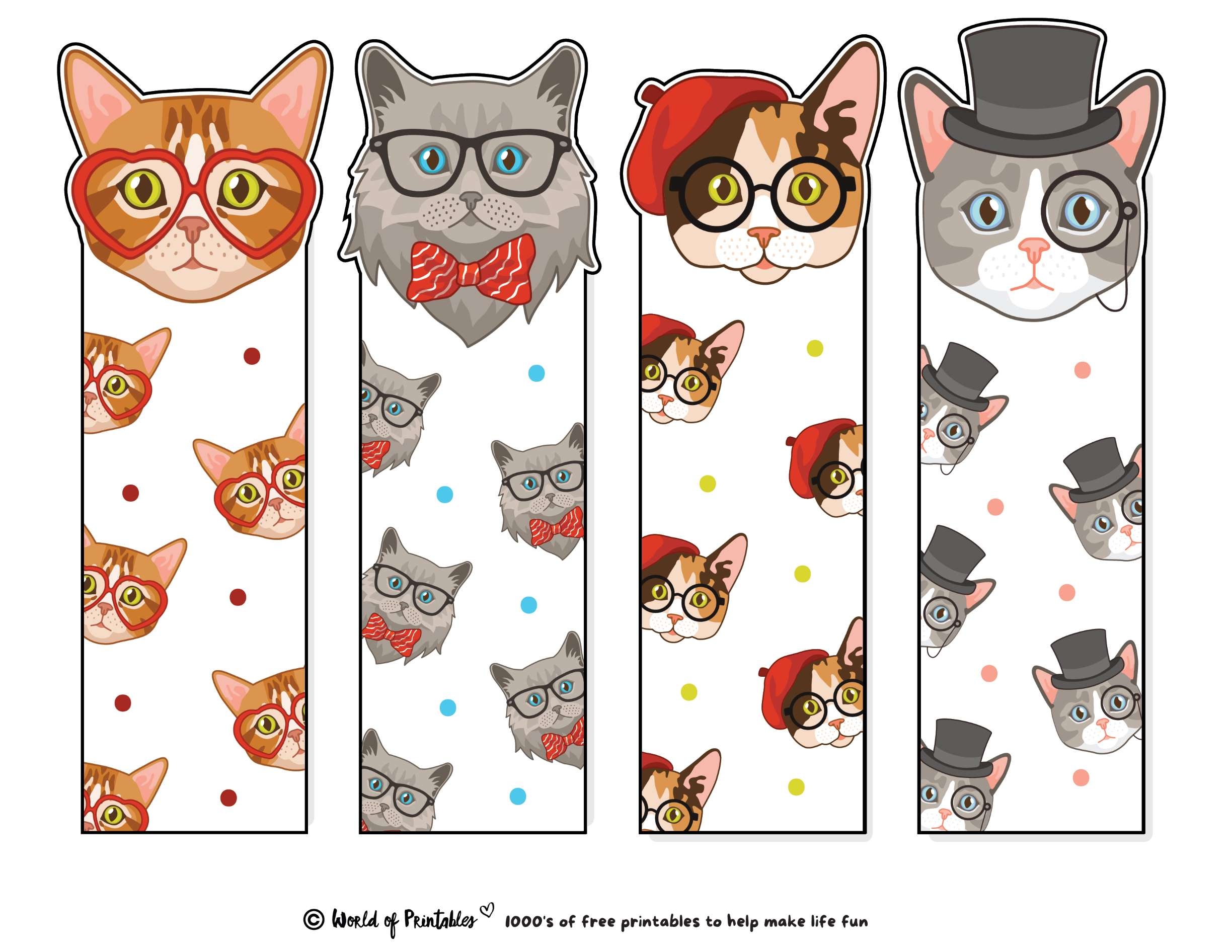 Printable Cat Bookmarks Printable Party Favors Printable Cat Bookmarks Printable Party Favors