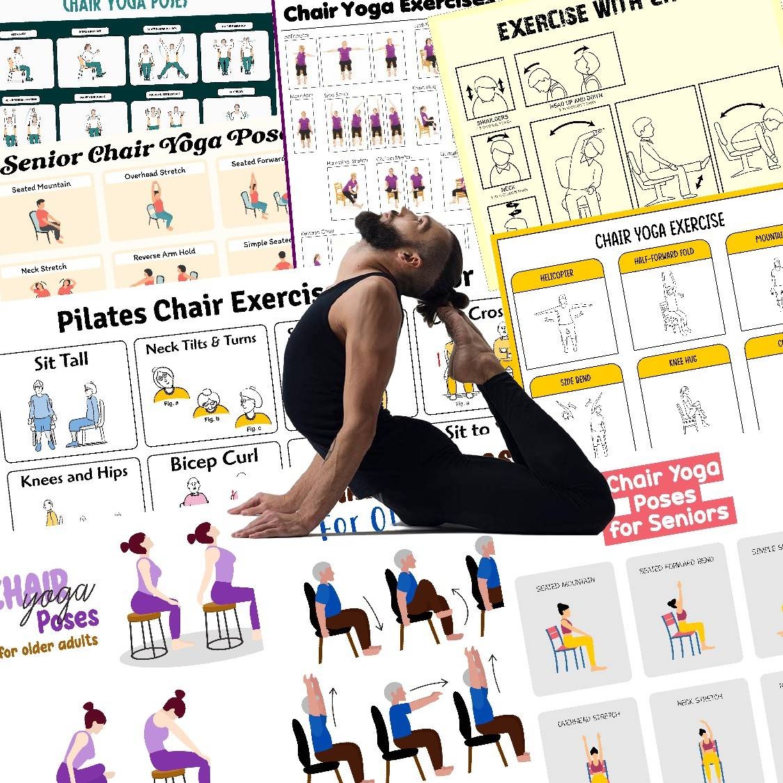 Printable Chair Yoga Exercises For Seniors Easy Gentle Workouts