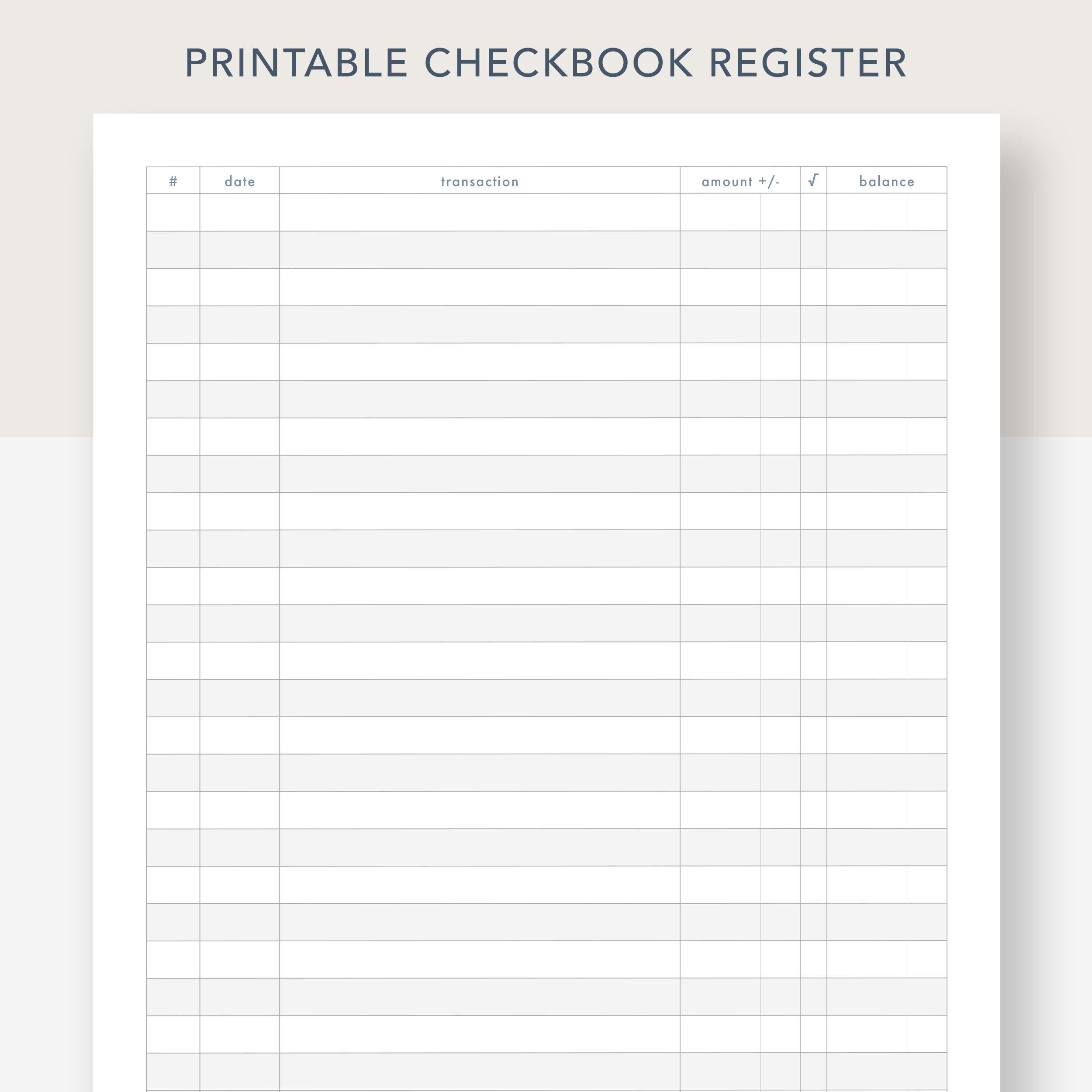 Printable Check Register Free - Chart Printable