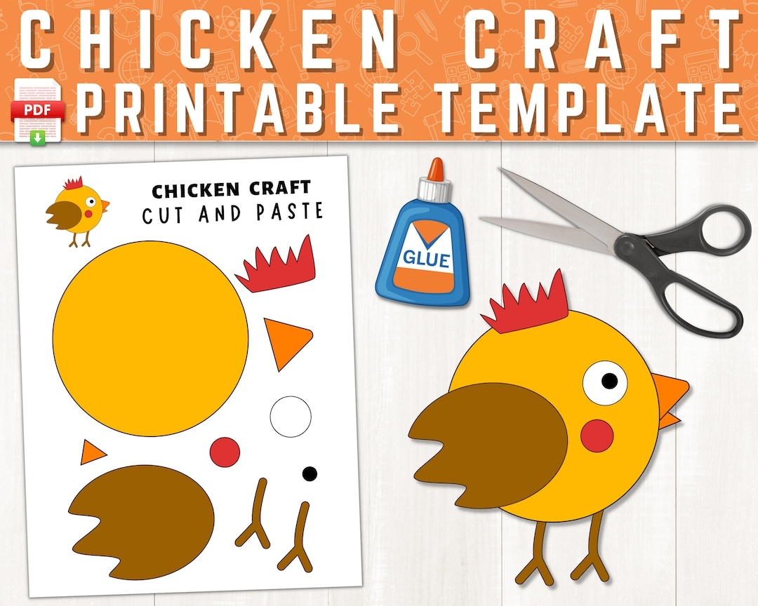 Printable Chicken Craft Template Farm Animal Craft Activity Chicken Paper Craft Easter Craft For Kids US Letter A4 Size Etsy