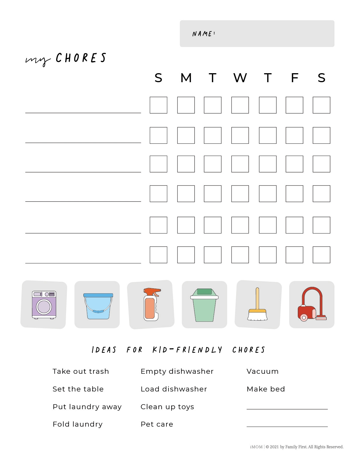 free printable chore chart for kids free printable chore chart for kids