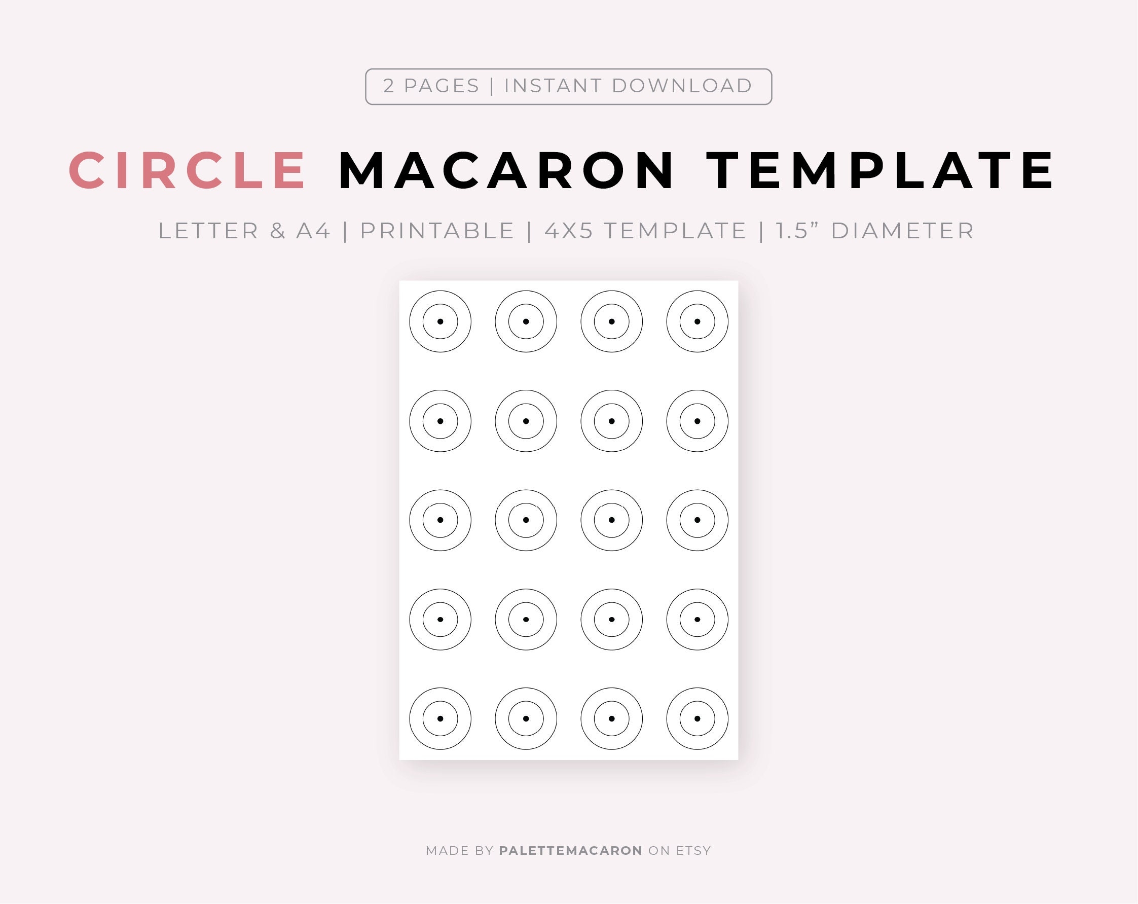 Printable Circle Macaron Template Etsy