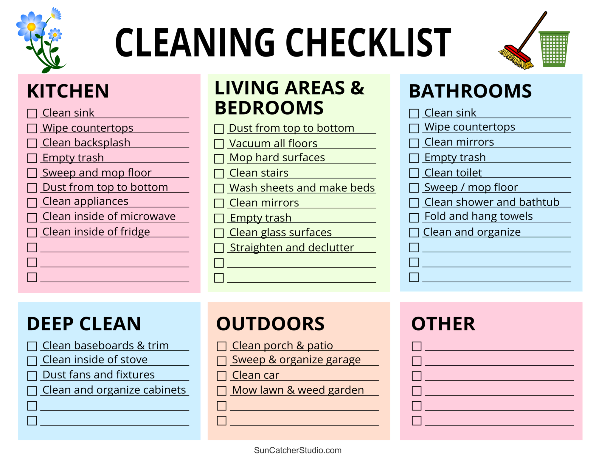 Printable Cleaning Schedule Spring Daily Weekly Checklists Free Printables Monograms Design Tools Patterns DIY Projects