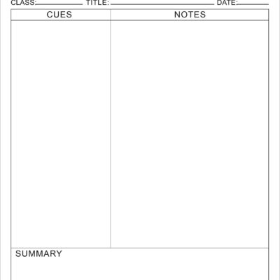 Printable Cornell Notes Plain Template PDF File Etsy