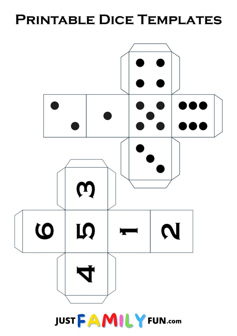 Printable Dice Templates For Kids Just Family Fun