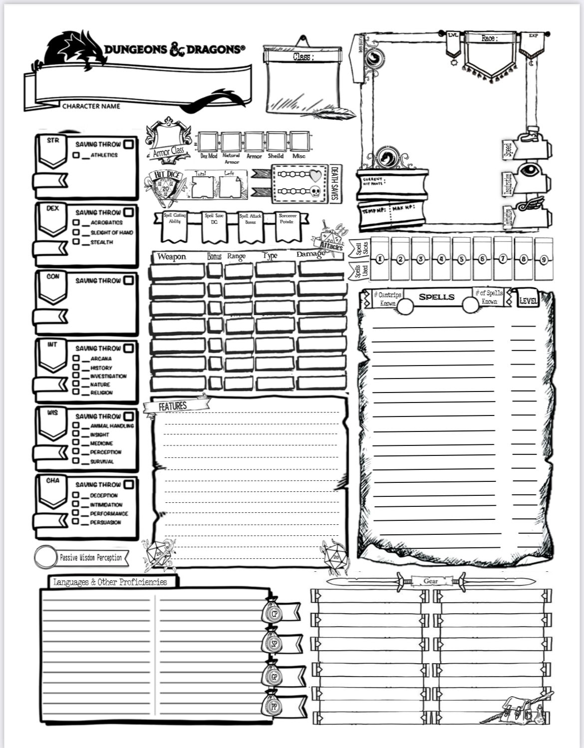 d&d character sheet printable d&d character sheet printable