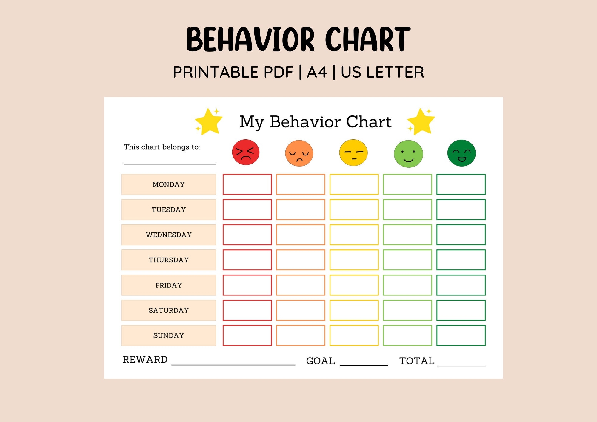 behaviour chart printable