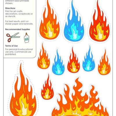 Printable Flame Stickers Flame Templates Flame Shapes