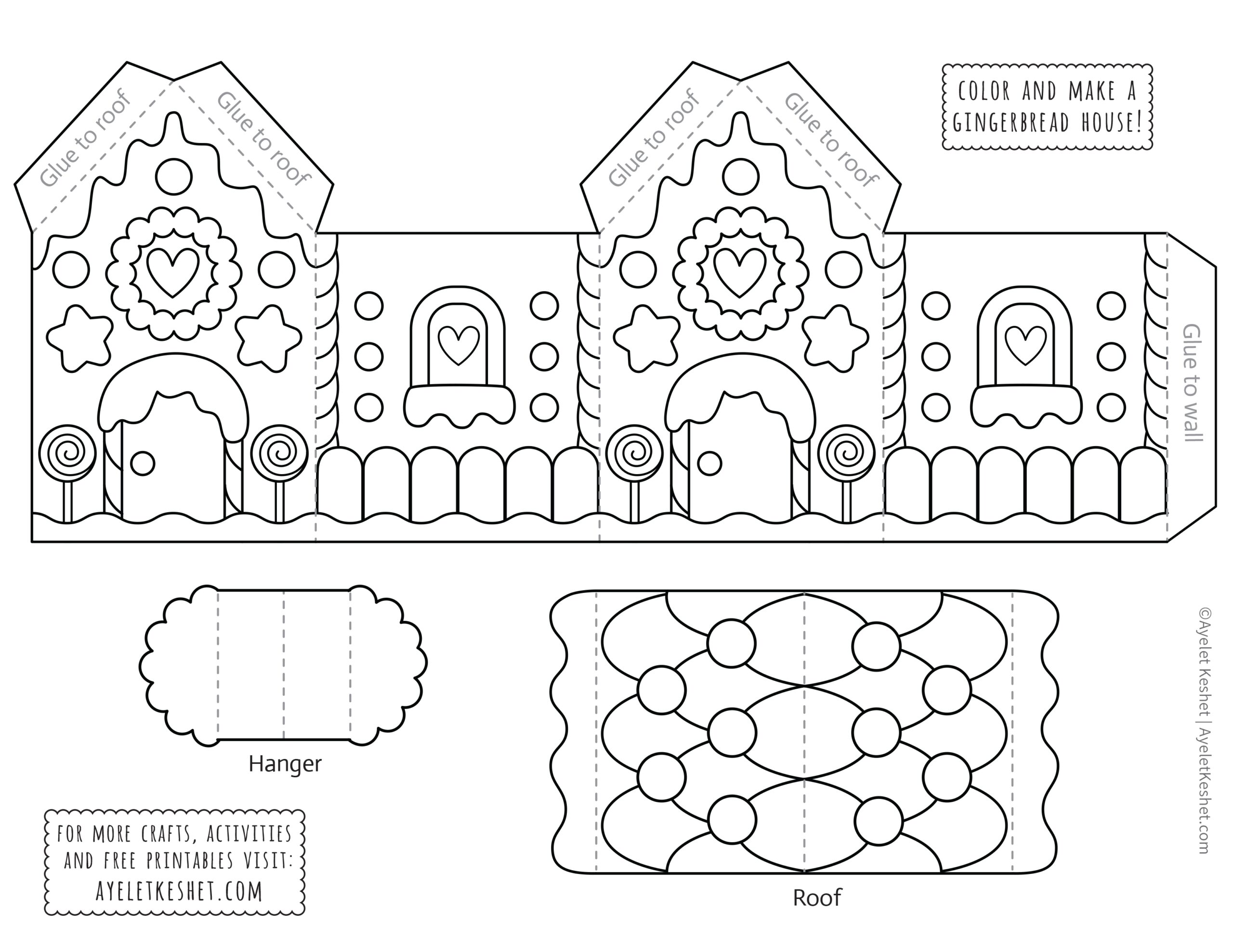 Printable Gingerbread House Template To Color