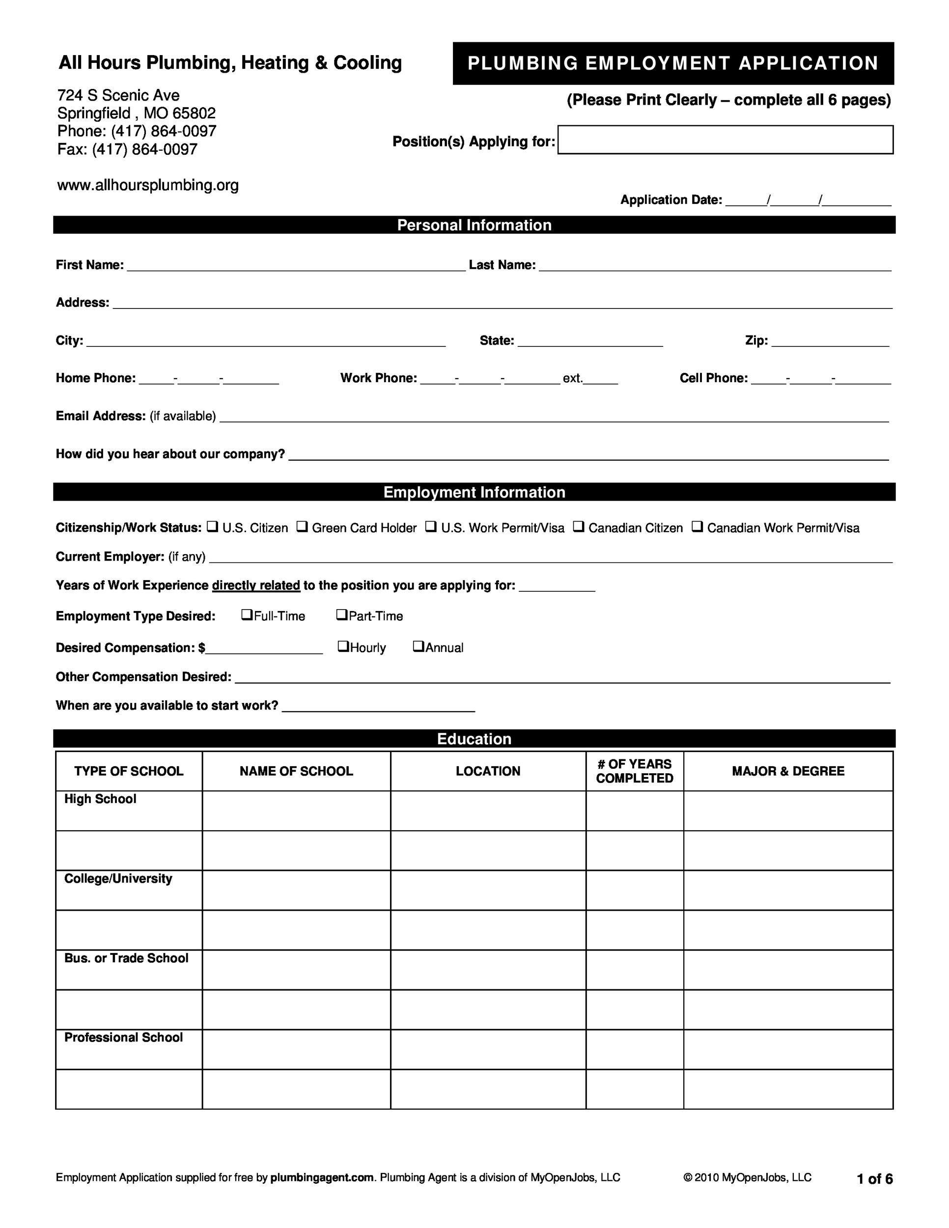 Printable Job Applications For Employers Www lx iriss uk