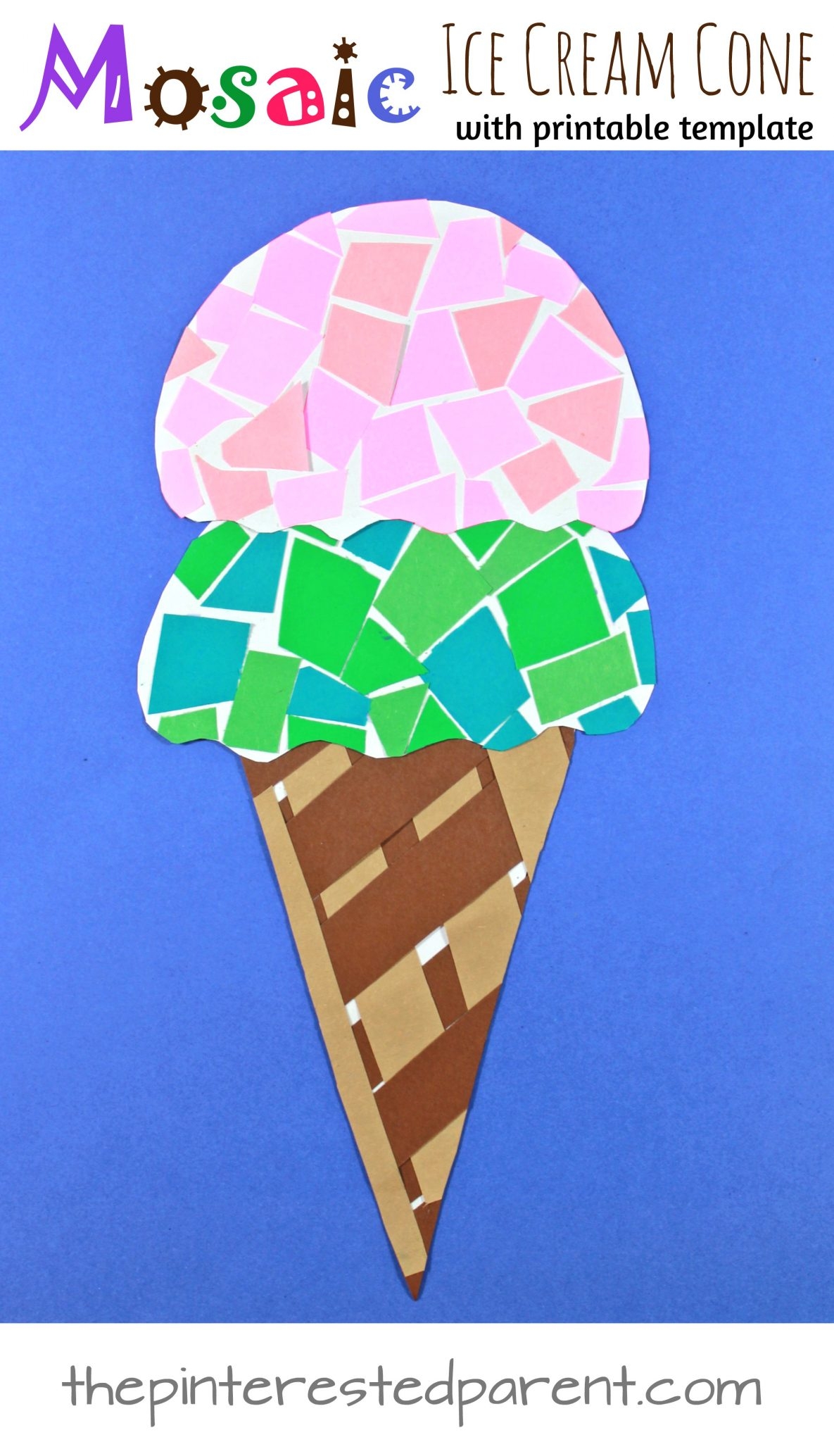 Printable Paper Mosaic Ice Cream Cone The Pinterested Parent