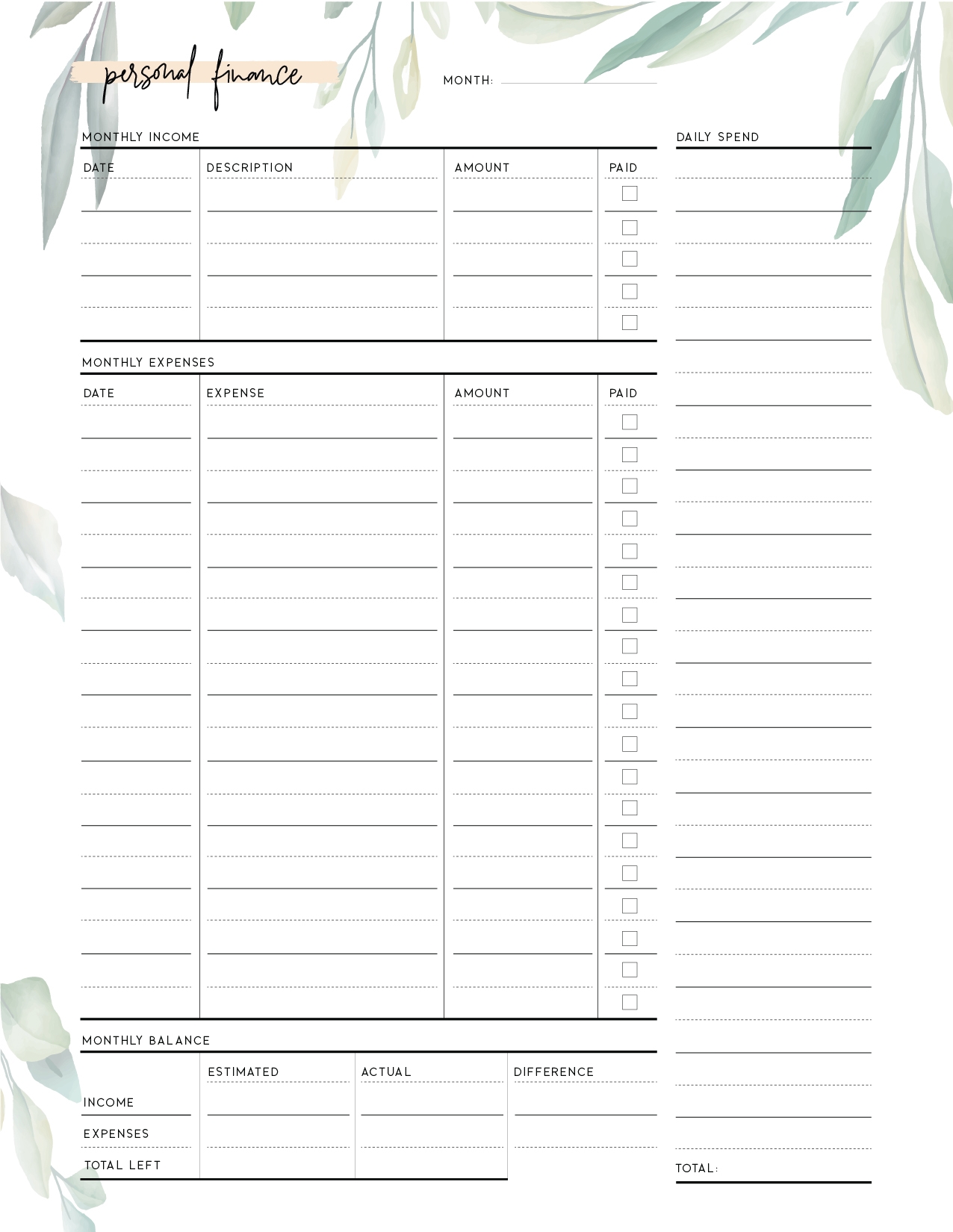 printable balance sheet template