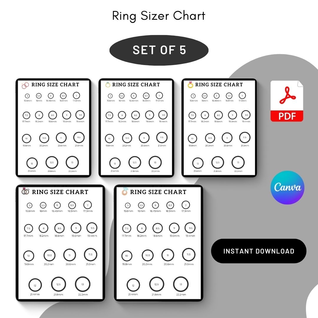 Printable Ring Sizer Chart Template PDF Word Editable 
