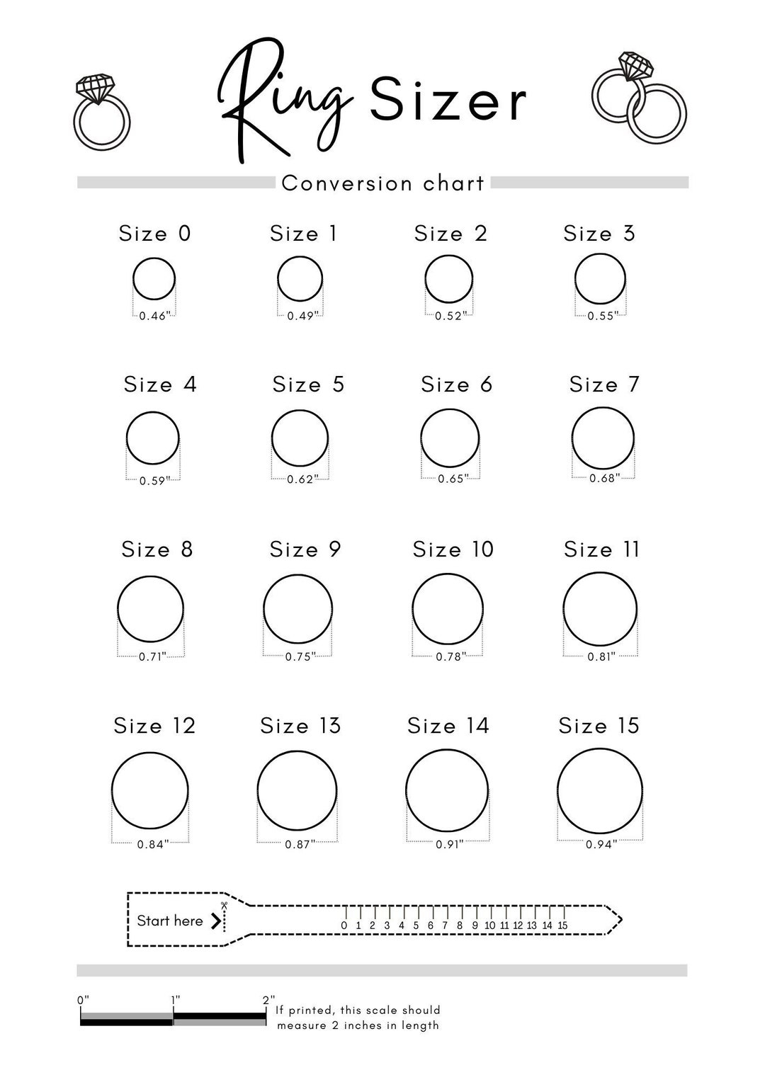 ring size chart printable ring size chart printable