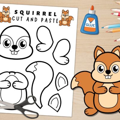 Printable Squirrel Craft Template Forest Animal Craft Fall Activities Color Cut And Paste Paper Squirrel Instant Download Etsy