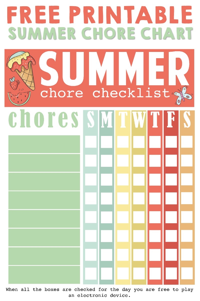 Printable Summer Chore Checklist Simply Being Mommy Printable Summer Chore Checklist Simply Being Mommy
