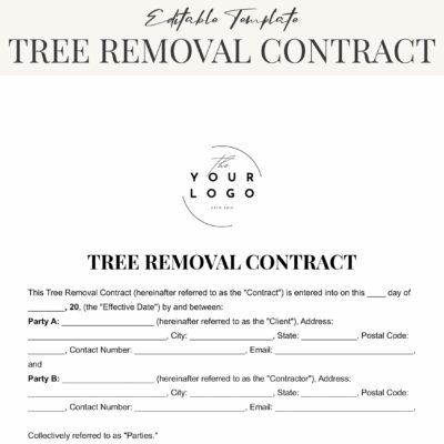 Printable Tree Removal Contract Template Word Customizable PDF Agreement For Tree Removal Etsy