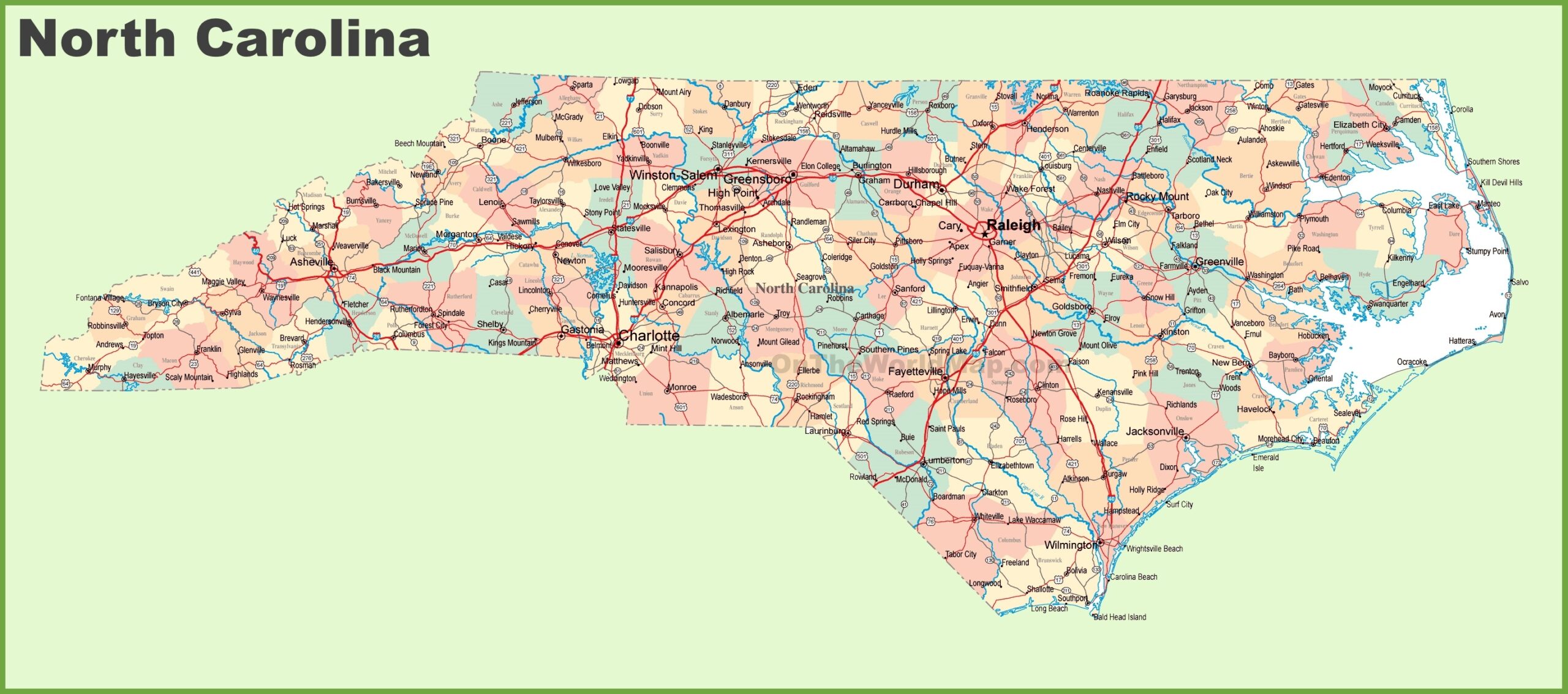 printable map of north carolina