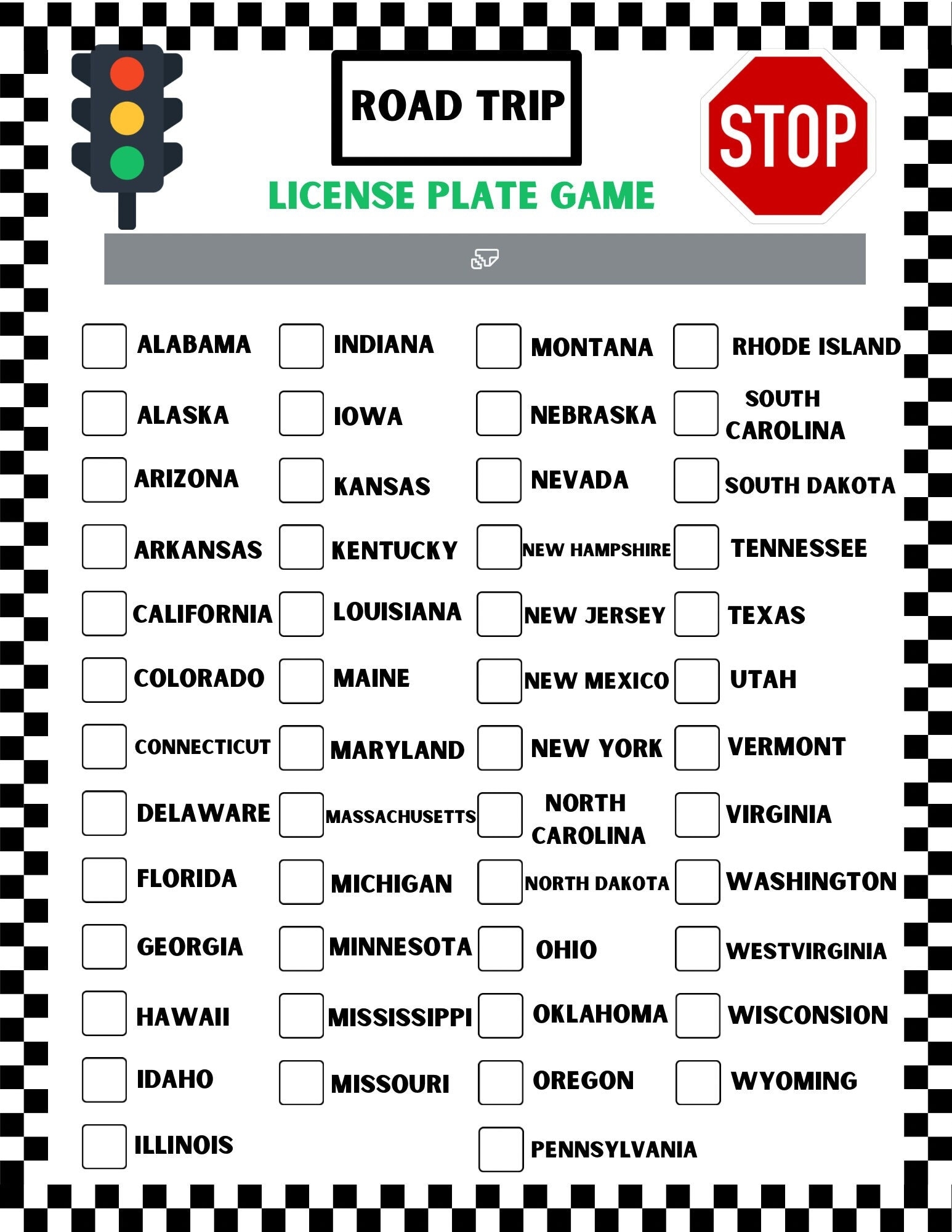 Road Trip License Plate Game Printable PDF Etsy Israel
