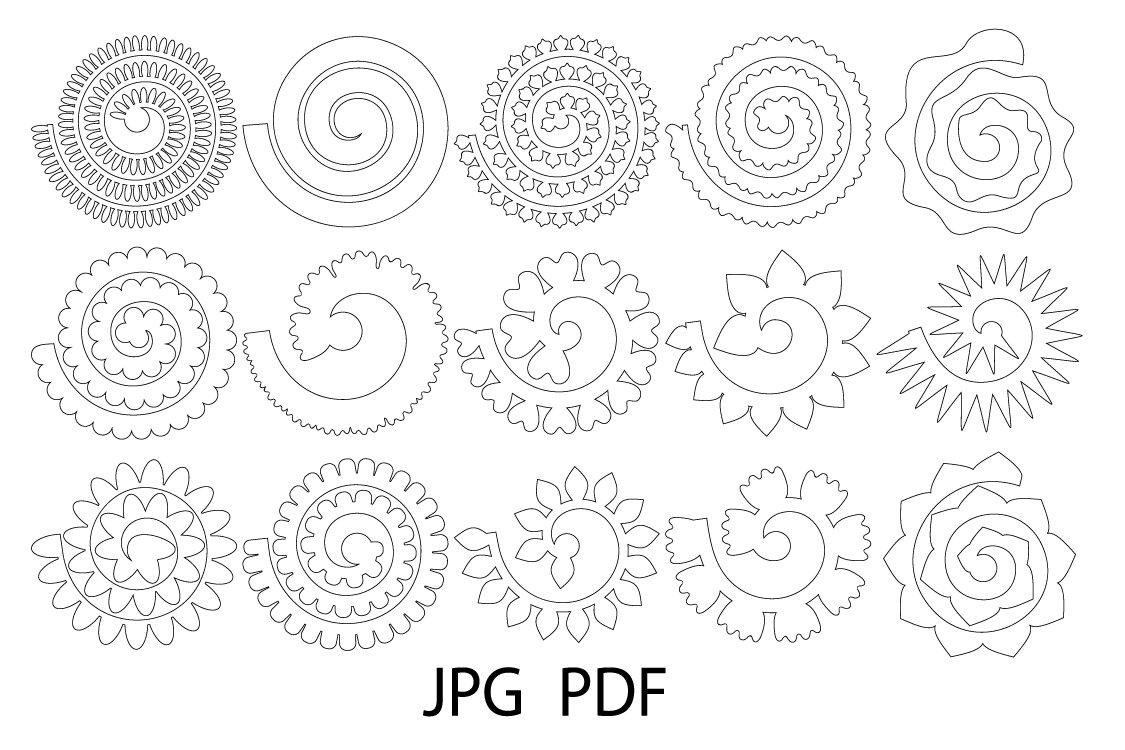 Rolled Paper Flower Templates SVG 3D Rose SVG 395227  Rolled Paper Flower Templates SVG 3D Rose SVG 395227
