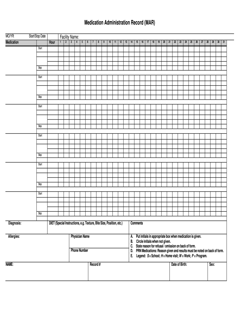 SDRC Medication Administration Record MAR Form Fill Online Printable Fillable Blank PdfFiller