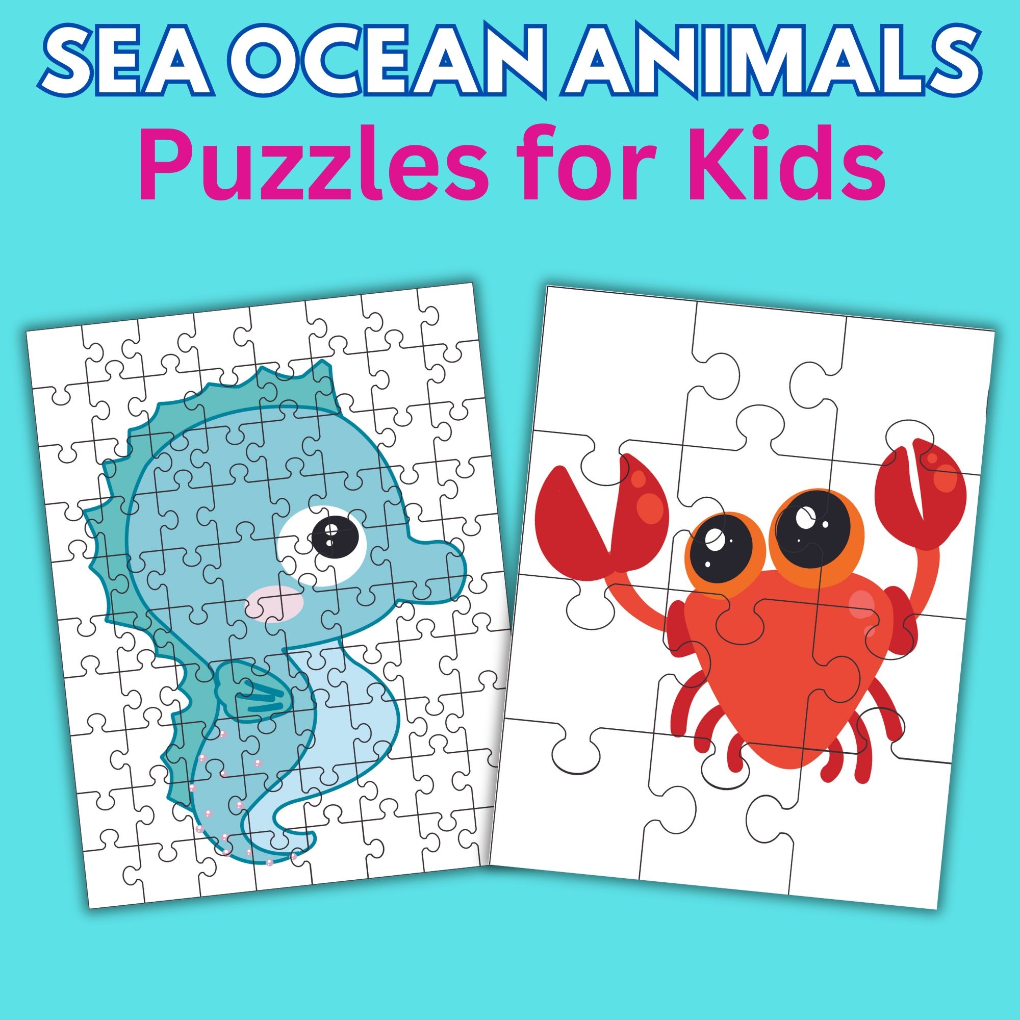 Sea Ocean Animals Printable Puzzles For Kids Jigsaw Puzzle Fun Educational Toy Made By Teachers