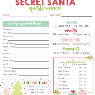 Secret Santa Questionnaire Skip To My Lou