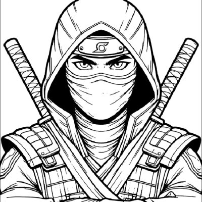 Sharp eyed Ninja With Two Nunchakus Ninja Coloring Pages