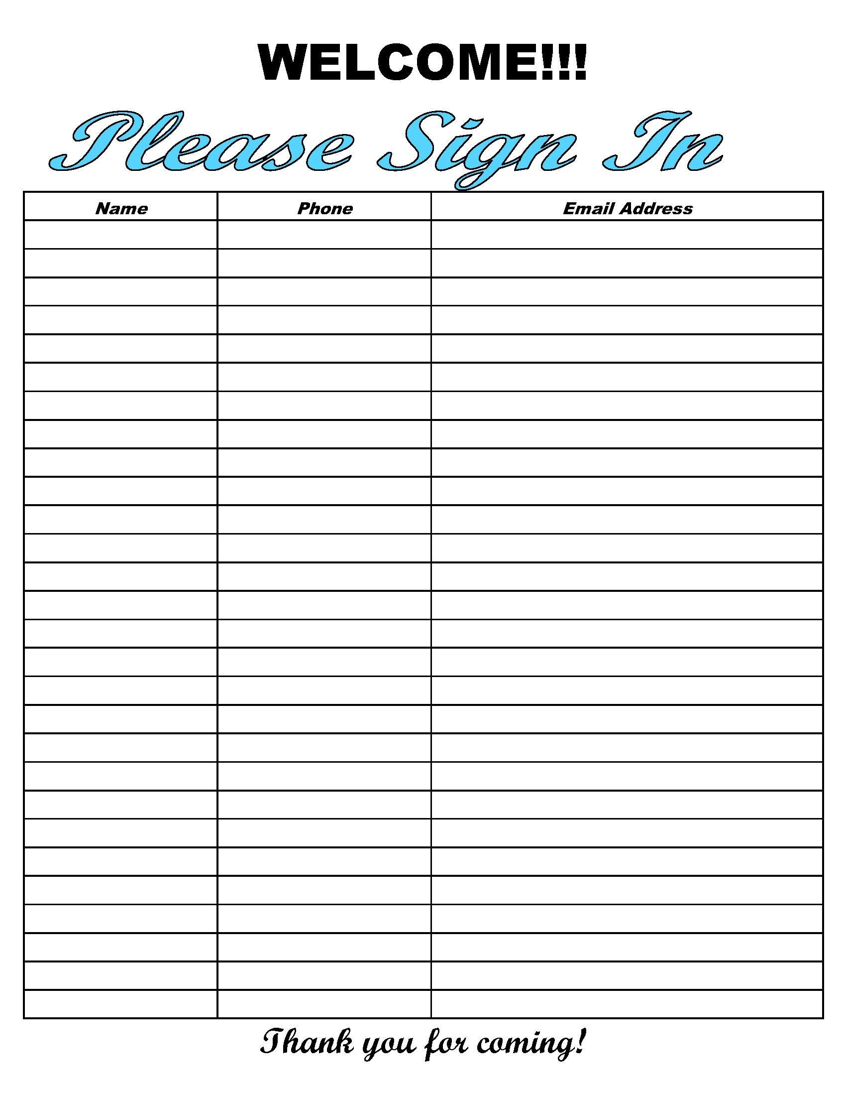 printable pdf sign in sheet template