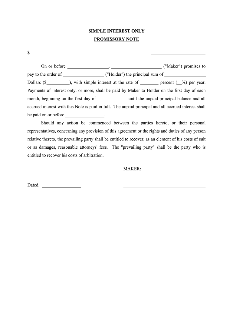 printable simple promissory note template printable simple promissory note template