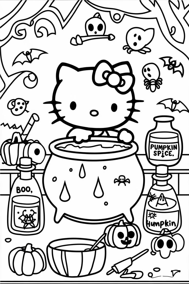 printable hello kitty colouring pages